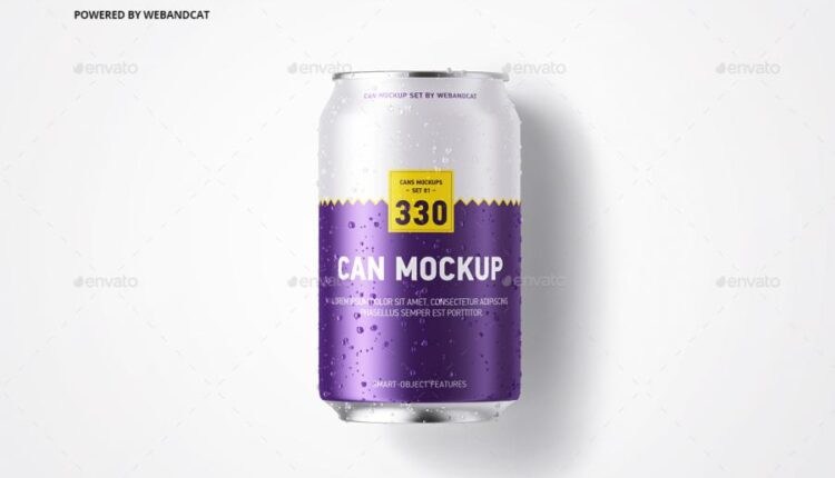 موکاپ قوطی نوشابه   330ml Can Mockup Set