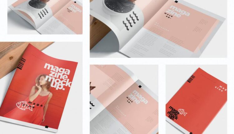 موکاپ مجله تبلیغاتی   Open Magazine Mockups for Ad Designs