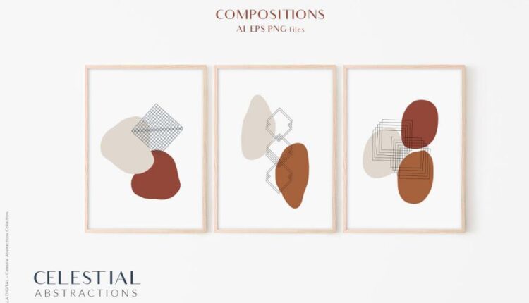 تصویرسازی های وکتوری فضا و نجوم   Celestial Abstract Set