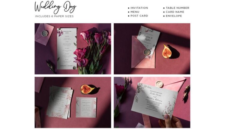 موکاپ کارت عروسی شیک و زیبا   Wedding Day Mock Up