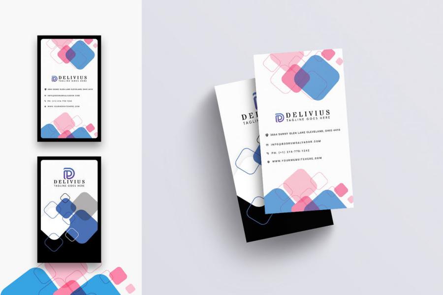 طرح لایه باز کارت ویزیت شرکتی با طرح های انتزاعی Business Card