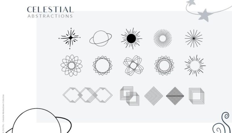 تصویرسازی های وکتوری فضا و نجوم   Celestial Abstract Set