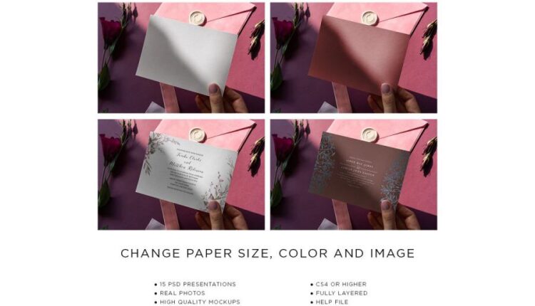 موکاپ کارت عروسی شیک و زیبا   Wedding Day Mock Up