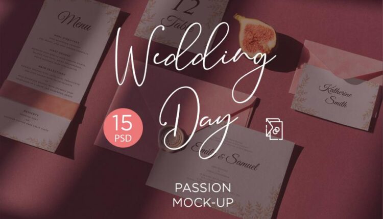 موکاپ کارت عروسی شیک و زیبا   Wedding Day Mock Up