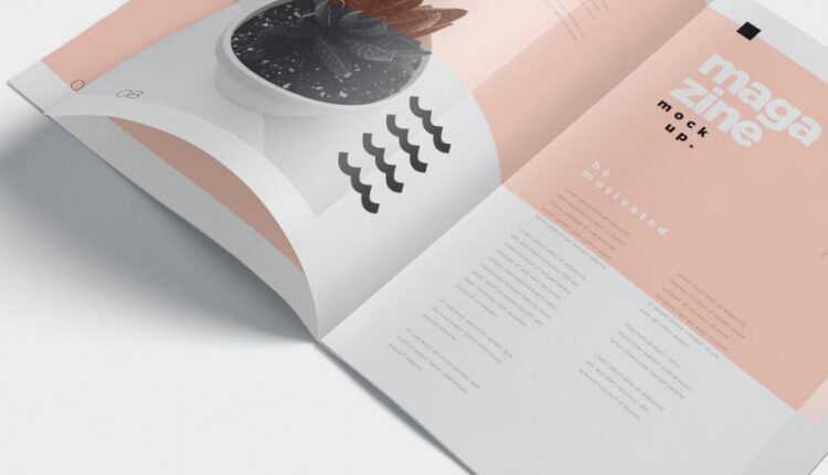موکاپ مجله تبلیغاتی   Open Magazine Mockups for Ad Designs