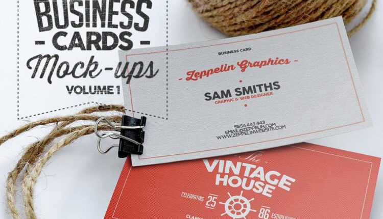 موکاپ کارت ویزیت جنس کتان   Business Card Mock ups