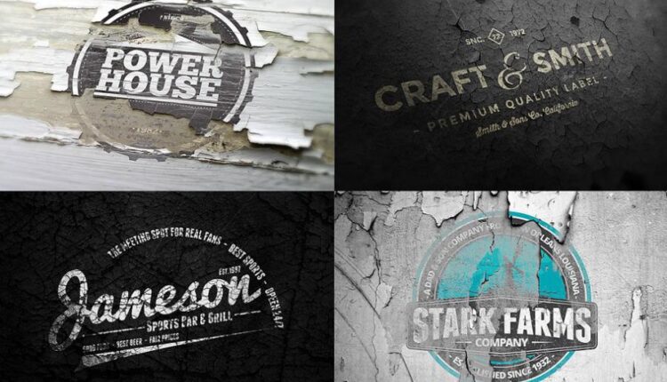 موکاپ لوگو طلاکوب در زمینه های قدیمی   Vintage Logo Mock ups