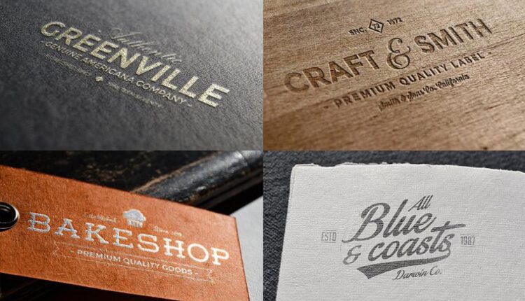 موکاپ لوگو به صورت حک شده   CM   Logo Mock ups