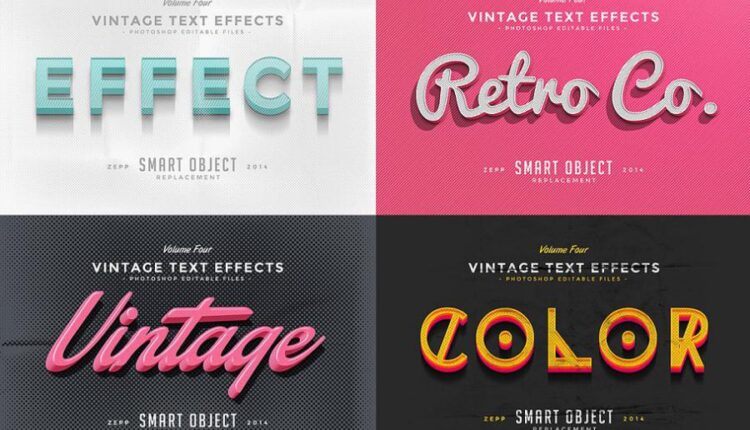 افکت های نوشته به حالت سه بعدی   CM   Vintage Text Effects Vol.4
