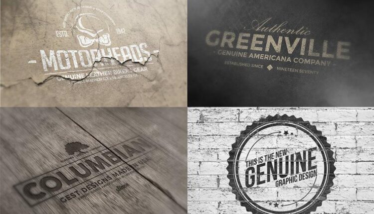 موکاپ لوگو طلاکوب در زمینه های قدیمی   Vintage Logo Mock ups