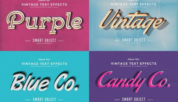 افکت های نوشته به حالت سه بعدی   CM   Vintage Text Effects Vol.4