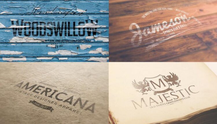 موکاپ لوگو طلاکوب در زمینه های قدیمی   Vintage Logo Mock ups