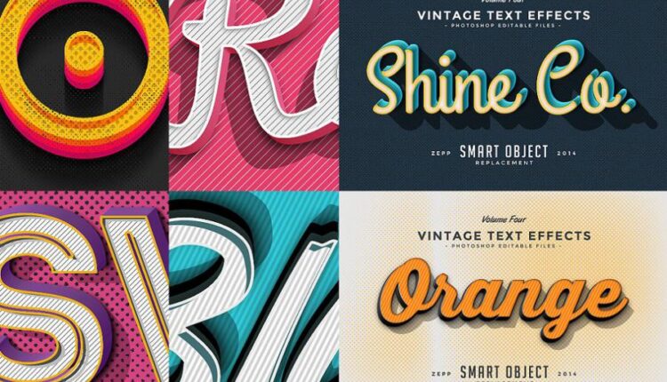 افکت های نوشته به حالت سه بعدی   CM   Vintage Text Effects Vol.4