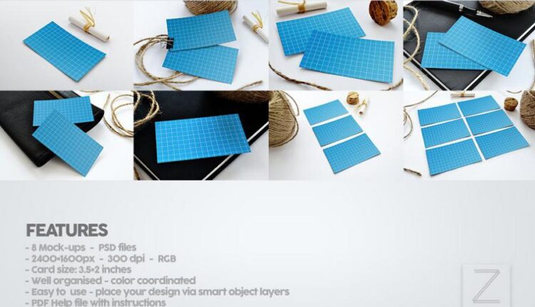 موکاپ کارت ویزیت جنس کتان   Business Card Mock ups