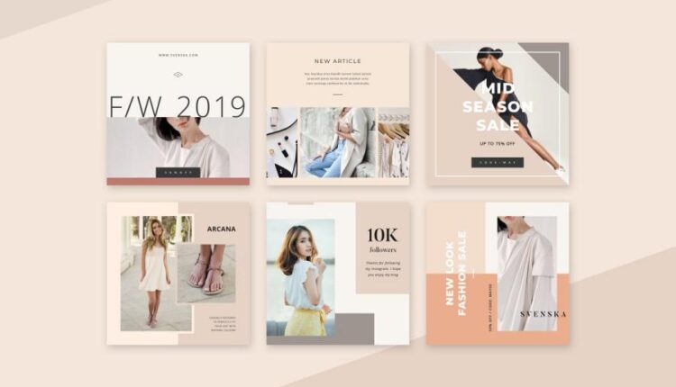 قالب های لایه باز آماده پست و استوری  اینستاگرام با موضوع فشن