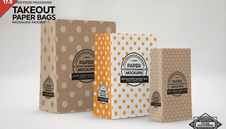 موکاپ های بسته بندی مقوایی غذا   Bags Packaging Mockup