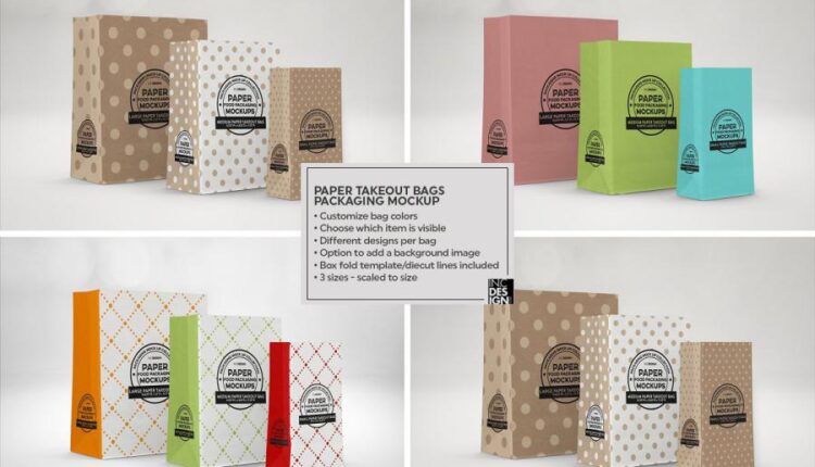 موکاپ های بسته بندی مقوایی غذا   Bags Packaging Mockup