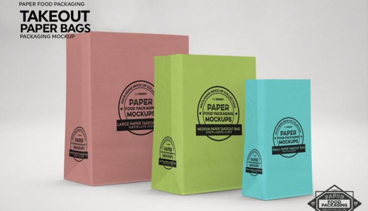 موکاپ های بسته بندی مقوایی غذا   Bags Packaging Mockup