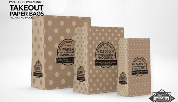 موکاپ های بسته بندی مقوایی غذا   Bags Packaging Mockup