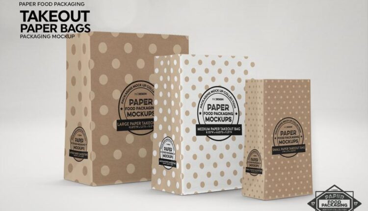 موکاپ های بسته بندی مقوایی غذا   Bags Packaging Mockup