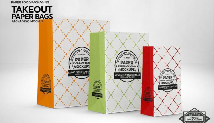 موکاپ های بسته بندی مقوایی غذا   Bags Packaging Mockup