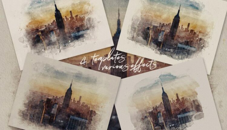 فایل لایه باز ساخت تصاویر آبرنگی   Watercolor Creator