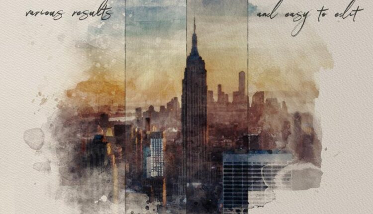 فایل لایه باز ساخت تصاویر آبرنگی   Watercolor Creator