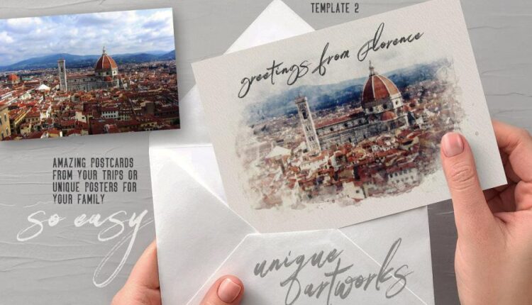 فایل لایه باز ساخت تصاویر آبرنگی   Watercolor Creator