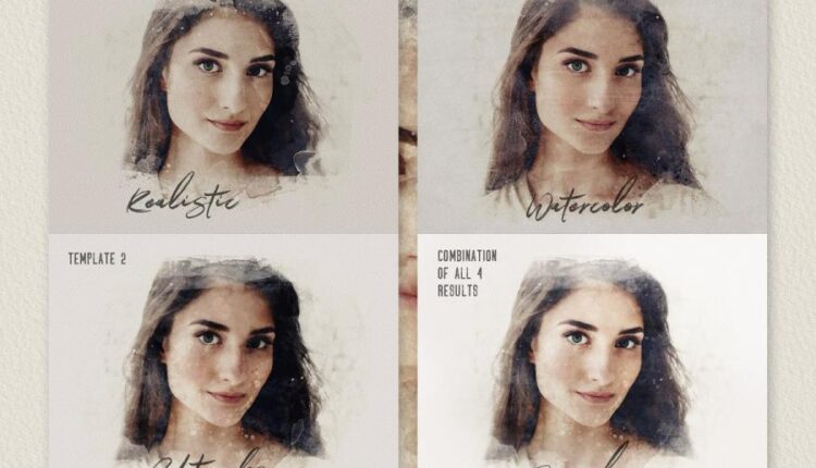 فایل لایه باز ساخت تصاویر آبرنگی   Watercolor Creator