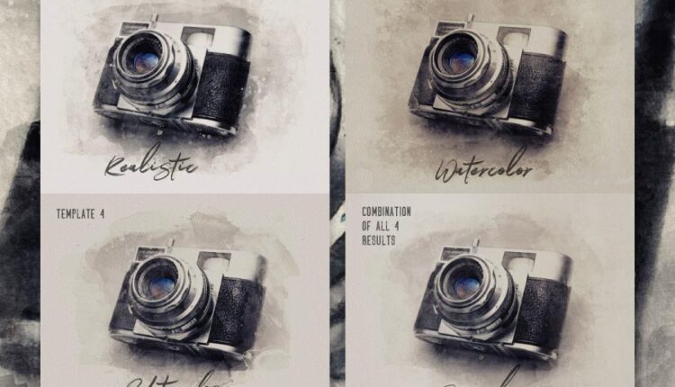 فایل لایه باز ساخت تصاویر آبرنگی   Watercolor Creator