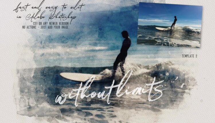 فایل لایه باز ساخت تصاویر آبرنگی   Watercolor Creator