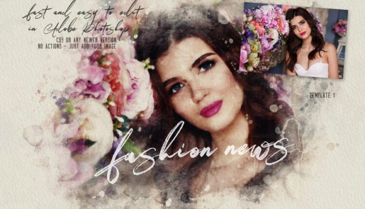 فایل لایه باز ساخت تصاویر آبرنگی   Watercolor Creator