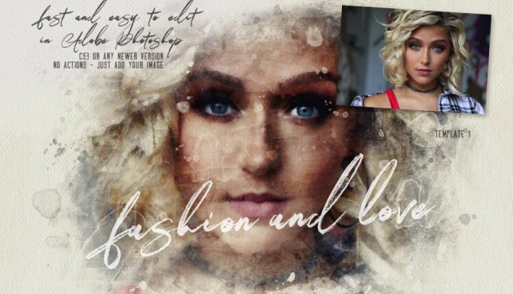 فایل لایه باز ساخت تصاویر آبرنگی   Watercolor Creator