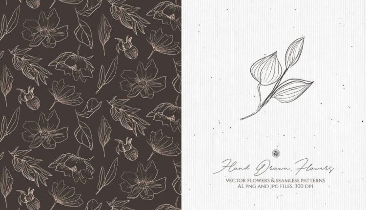 تصاویر پی ان جی گل های خطی و دستی   Hand Drawn Flowers