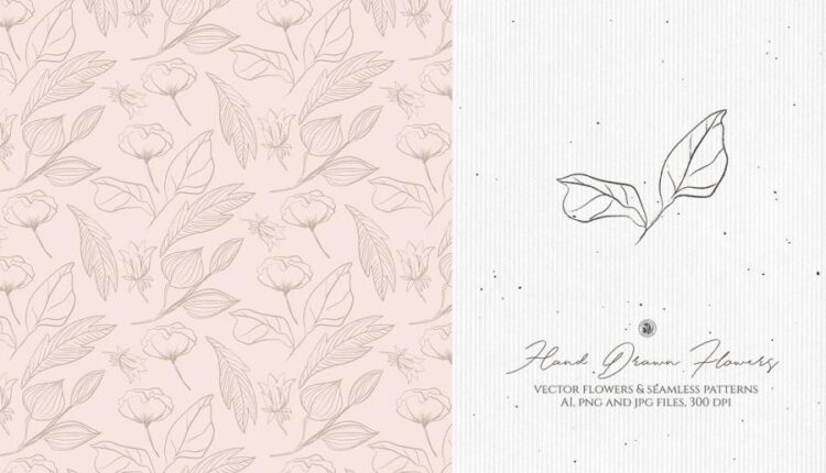 تصاویر پی ان جی گل های خطی و دستی   Hand Drawn Flowers