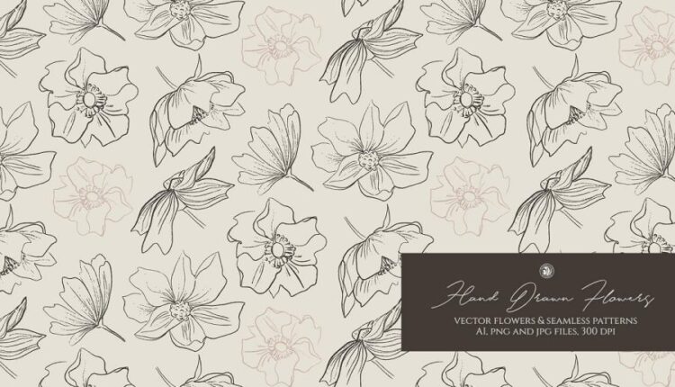 تصاویر پی ان جی گل های خطی و دستی   Hand Drawn Flowers