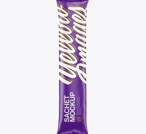 موکاپ بسته بندی شکلات   Matte Stick Sachet Mockup