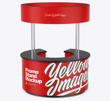 موکاپ غرفه و کانتر نمایشگاهی   Matte Promo Stand Mockup