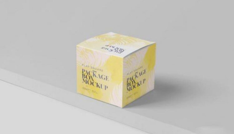 موکاپ جعبه مربعی مسطح   Box Mock Up Square