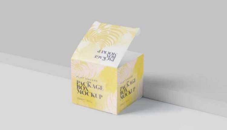 موکاپ جعبه مربعی مسطح   Box Mock Up Square