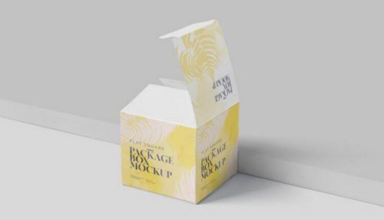 موکاپ جعبه مربعی مسطح   Box Mock Up Square