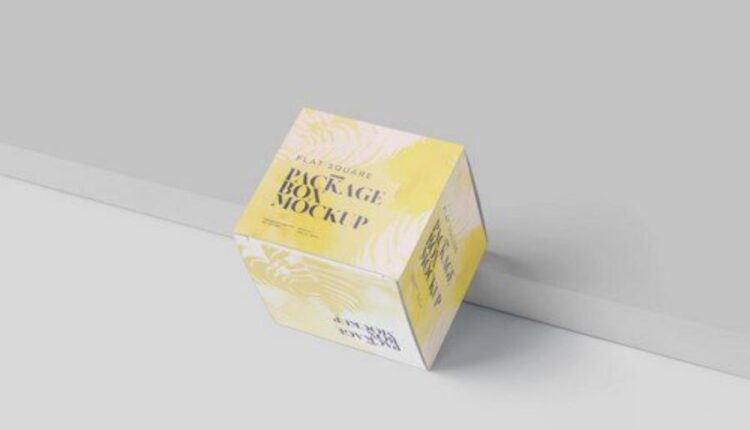 موکاپ جعبه مربعی مسطح   Box Mock Up Square