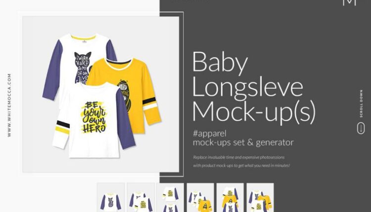 موکاپ تیشرت آستین بلند پسرانه   Longsleeve Mock ups Set