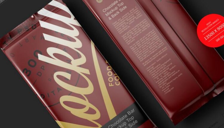 موکاپ بسته بندی شکلات به صورت پشت و رو   Chocolate Mockup