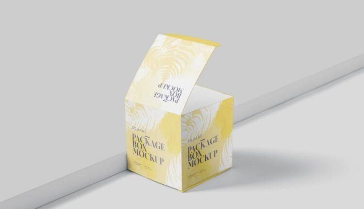 موکاپ جعبه مربعی مسطح   Box Mock Up Square