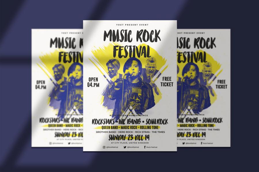 فایل لایه باز پوستر کنسرت موسیقی راک Music Rock Festival Flyer