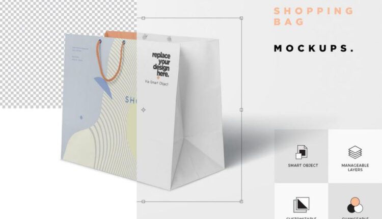 موکاپ ساک دستی کاغذی   Paper Shopping Bag Mockups