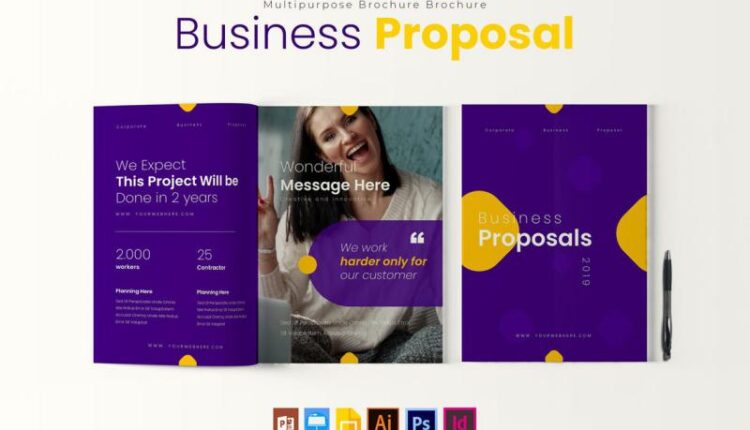 فایل لایه باز دفترچه نمونه کار و پروژه   Proposal Project Brochure