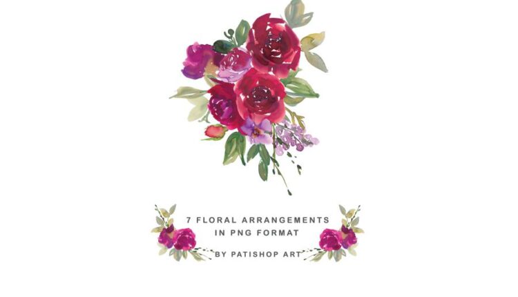 عکس png گل های رُز آبرنگی   Red Watercolor Rose