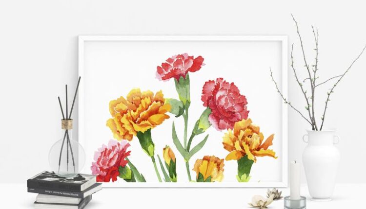 تصاویر PNG تصویرسازی شده گل های آبرنگی قرمز   Red Flowers